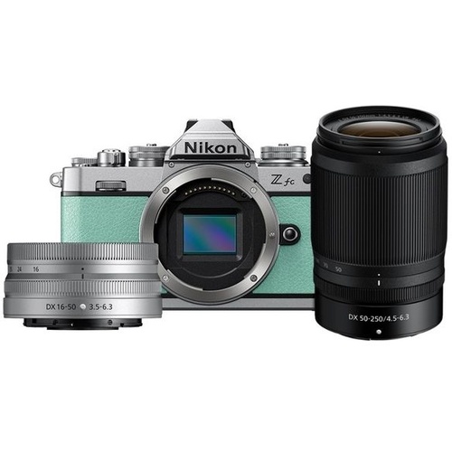 Nikon Z fc Mirrorless Digital Camera (Mint Green) with 16-50mm & 50-250mm Twin Lens Kit