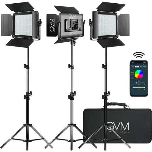 GVM 680RS Bi Colour & RGB Video Light Panel (3-Light Kit)