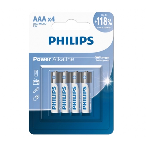 Philips Power AAA Alkaline Batteries (4 Pack)