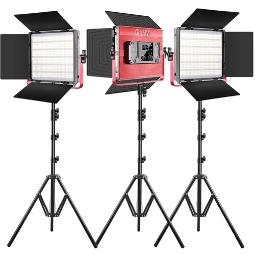 GVM 1200D RGB LED Studio Video Bi-Colour Soft 3-Light Kit