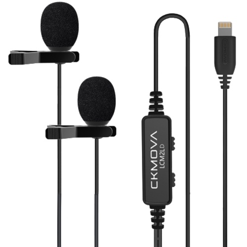 CKMOVA LCM2LD Dual Head Lavalier Microphone for iOS Lightning Devices (6m Cable)