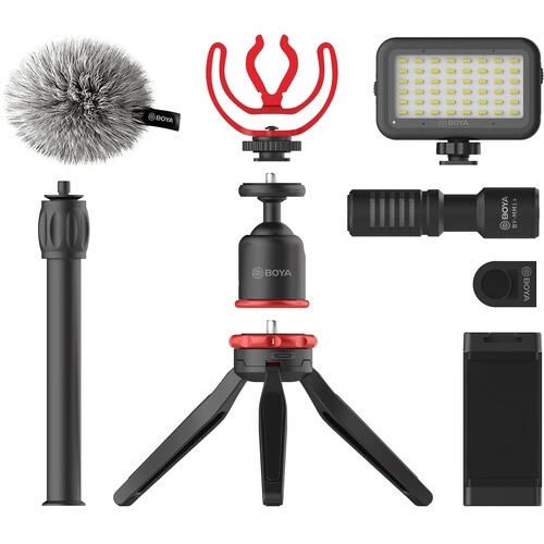 Boya BY-VG350 Smartphone Tiktok Vlogger Kit Plus with BY-MM1+ Mic, LED Light, and Accessories