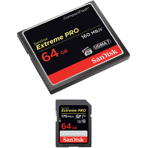 SanDisk 64GB Extreme PRO CompactFlash & 64GB Extreme PRO UHS-I SDXC Memory Card Kit