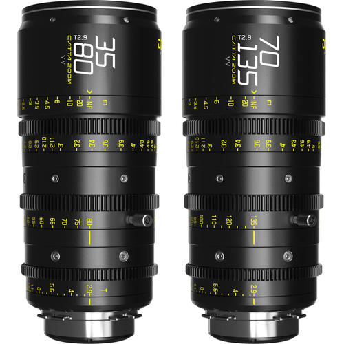 DZOFilm CATTA Ace 35-80 & 70-135mm T2.9 PL-Mount Zoom Lens Bundle with EF-Mount Bayonets (Black)