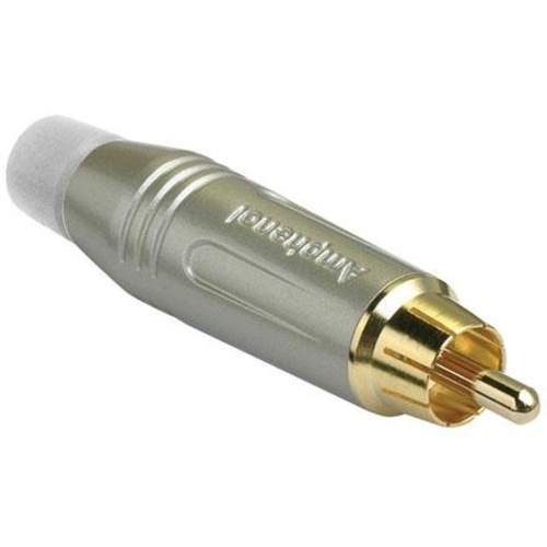 Amphenol AC Series RCA Male Cable Connector with Diecast Shell (Satin/White)