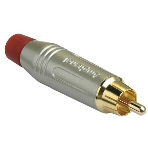 Amphenol AC Series RCA Male Cable Connector with Diecast Shell (Satin/Red)