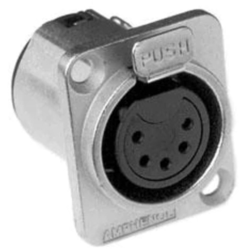 Amphenol AC Z Series 5 Pin XLR Chassis Connector (Tin Plating, Female, Black)