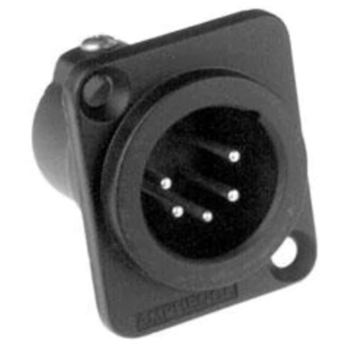 Amphenol AC Series 5 Pin XLR Chassis Connector (Silver Plating, Male, Black)