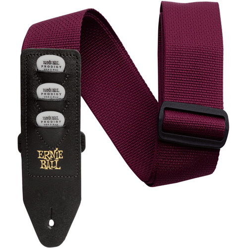 Ernie Ball Pick Holder Guitar Strap - Burgundy