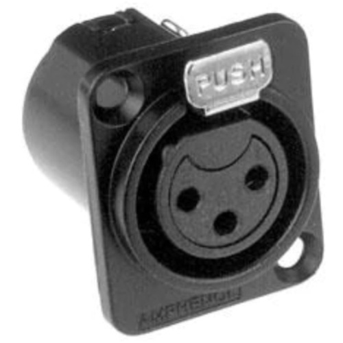 Amphenol AC Series 3 Pin XLR Chassis Connector (Tin Plating, Female, Black)