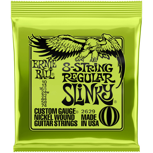 Ernie Ball Regular Slinky 8-String Nickel Wound Electric Guitar Strings (10-74)