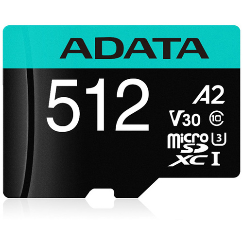 ADATA Premier Pro microSDXC UHS-I U3 A2 V30 Card with Adapter 512GB