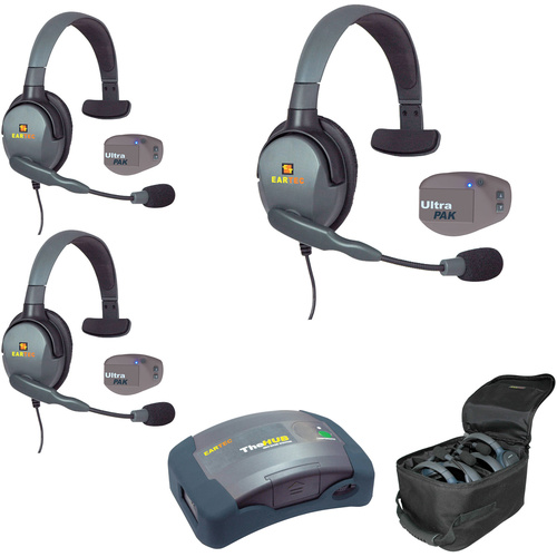 Eartec UPMX4GS3 UltraPAK 3-Person HUB Intercom System with Max4G Single Headset