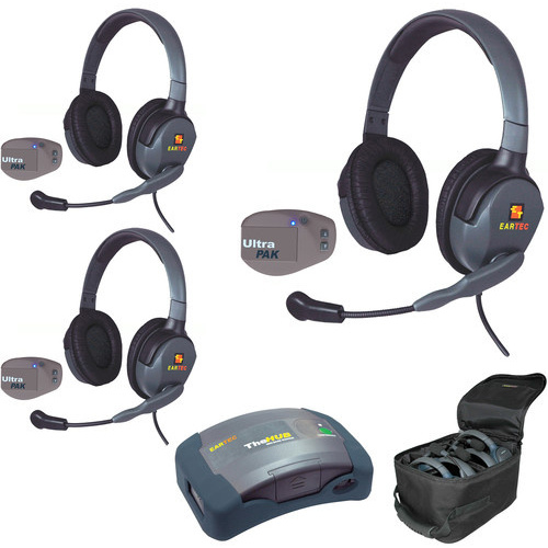 Eartec UPMX4GD3 UltraPAK 3-Person HUB Intercom System with Max4G Double Headset