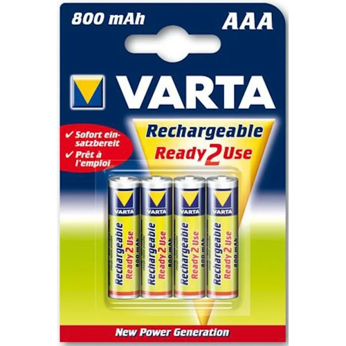 Varta Rechargeable Ni-MH 800mAh AAA Batteries (4pk)