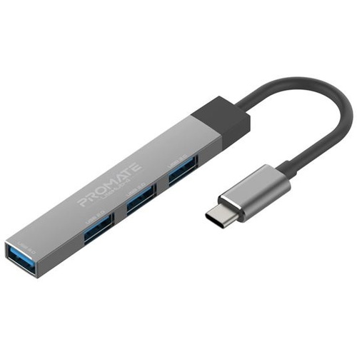 Promate LiteHub 4-in-1 Ultra-Slim Multi Port Hub (Grey)
