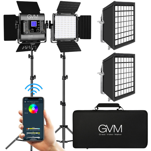 GVM 800D-RGB LED Studio 2-Video Light Kit with Softbox