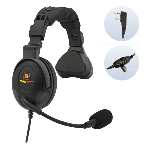 Eartec Proline Single Headset with Kenwood 2-Pin Plug Inline PTT