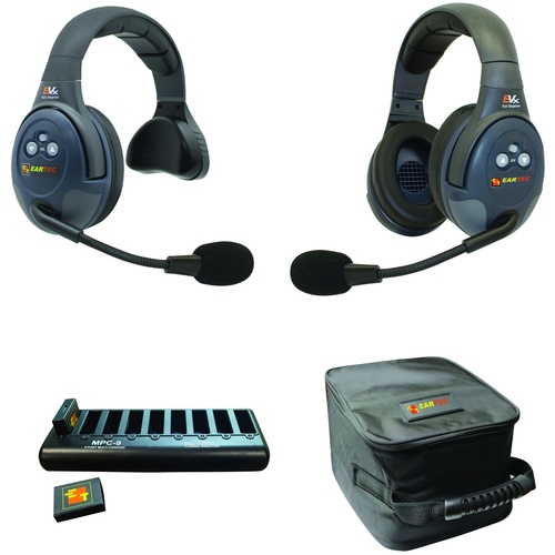 Eartec EVADE EVX2SD Full Duplex Wireless Intercom System W/ 1 Single 1 Dual Speaker Headset