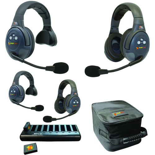 Eartec EVADE EVX422 Full Duplex Wireless Intercom System W/ 2 Single 2 Dual Speaker Headsets