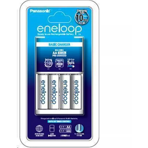 Panasonic Eneloop Overnight Charger + AA Rechargeable Ni-MH Batteries (2000 mAh, 4 Pack)