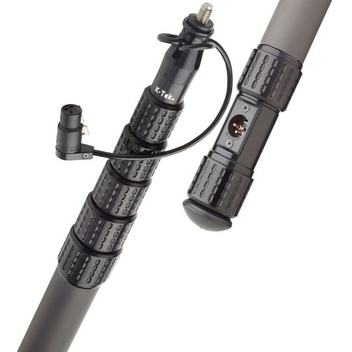 K-Tek KP12CCR 12' KlassicPro Graphite 6-Section Boompole with Internal XLR Coiled Cable, Side Exit