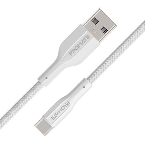 Promate USB-A to USB-C Super Flexible Cable (White, 1m)