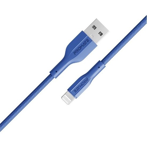 Promate USB-A to Lightning Connector Super Flexible Cable (Blue, 1m)