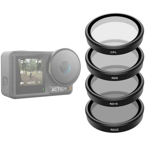 TELESIN Circular Polarizer & ND Filter Set for DJI Osmo Action 3 (ND8/ND16/ND32)