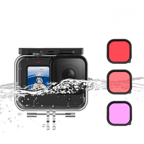TELESIN Waterproof Housing & Lens Kit for GoPro HERO 9/10/11/12 (Purple, Red & Magenta)