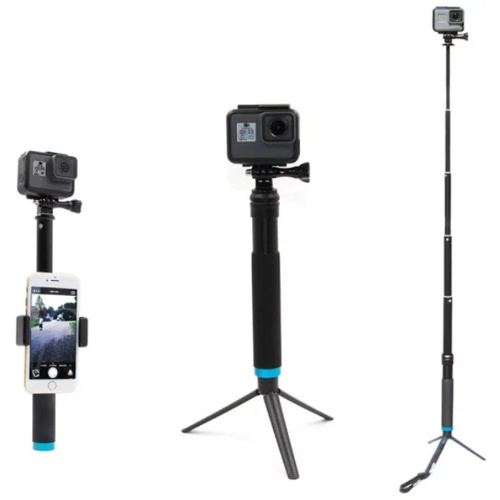 TELESIN Aluminium Monopod with Plastic Tripod Stand for GoPro Cameras