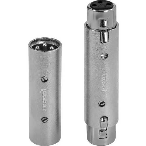 Kondor Blue Pair of XLR Adapters Male to Male & Female to Female 3 Pin Adapters