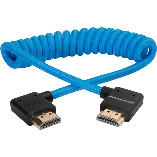 Kondor Blue Coiled Right-Angle High-Speed HDMI Cable (Kondor Blue, 30 to 60cm)