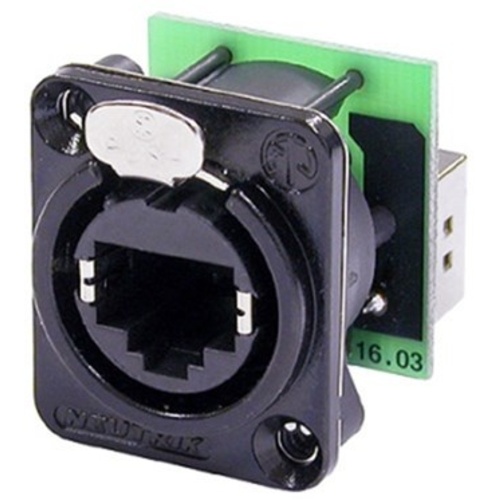 Neutrik D-Type NU-NE8FDP-B Receptacle Rear RJ-45 Feed-Thru Socket (Black)
