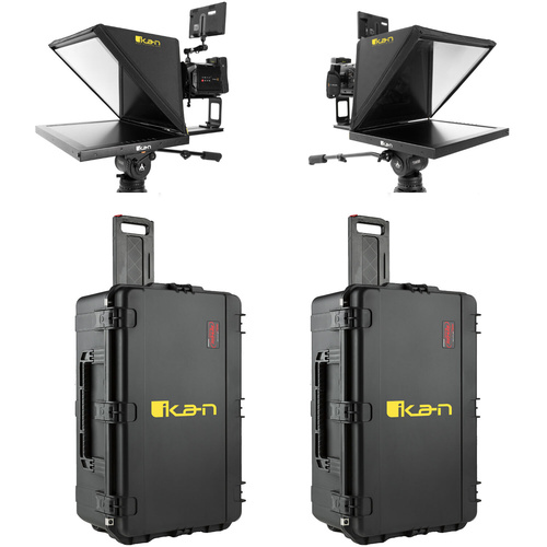 Ikan P2P Interview System with Two 19" High-Bright Teleprompters & Hard Cases