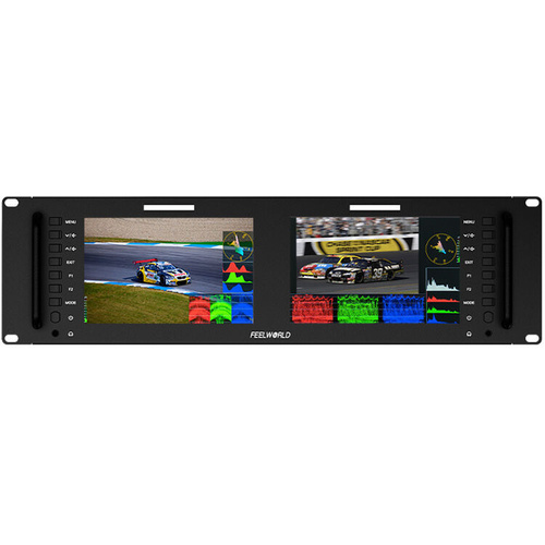 FeelWorld D71 PLUS Dual 7" 3 RU Rackmount 4K HDMI/SDI Monitor