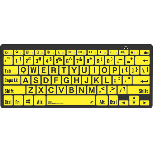 LogicKeyboard LargePrint Black-on-Yellow Bluetooth Mini Keyboard (Windows, US English)