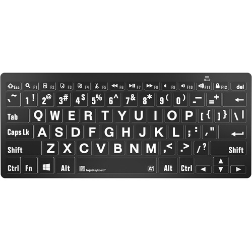 Logickeyboard LargePrint White-on-Black Bluetooth Mini Keyboard (Windows, US English)
