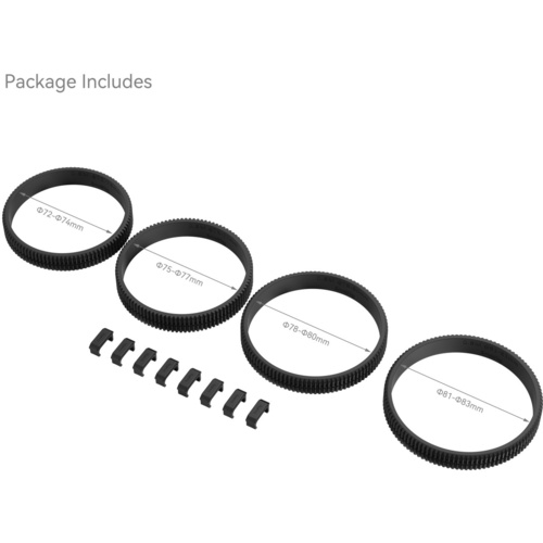 SmallRig 4187 72-74mm / 75-77mm / 78-80mm / 81-83mm Seamless Focus Gear Ring Kit