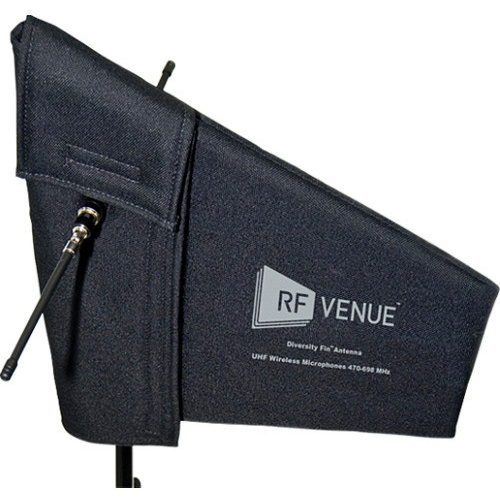 RF Venue Diversity Fin Antenna with Stand Mount for Wireless Microphone Systems (Black)