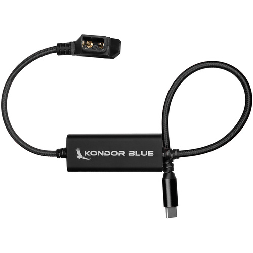 Kondor Blue D-Tap to USB-C Power Delivery Cable for Mirrorless Cameras (40cm, Raven Black)