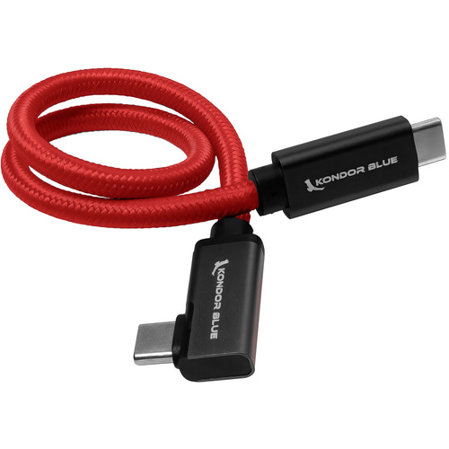 Kondor Blue Right-Angle USB-C 3.1 Gen 2 Cable (30cm, Cardinal Red)