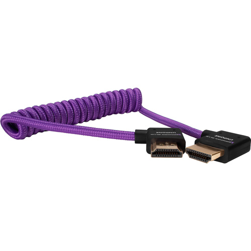 Kondor Blue Gerald Undone Coiled Right-Angle High-Speed HDMI Cable (Purple, 30 to 60cm)