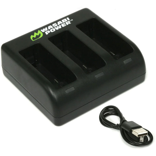 Wasabi Power Three-Bay Battery Charger with USB Cable for GoPro MAX Batteries