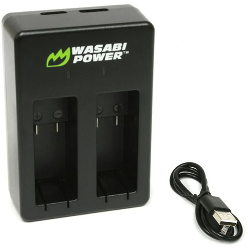 Wasabi Power Dual-Bay Battery Charger with USB Cable for GoPro MAX Batteries