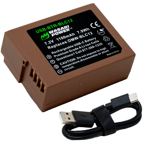 Wasabi Power DMW-BLC12 Battery (USB-C Charging)