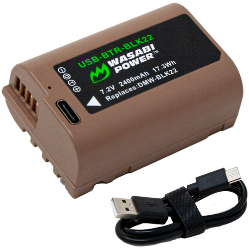 Wasabi Power DMW-BLK22 Battery (USB-C Charging)