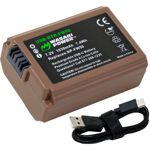 Wasabi Power NP-FW50 Battery (USB-C Charging)