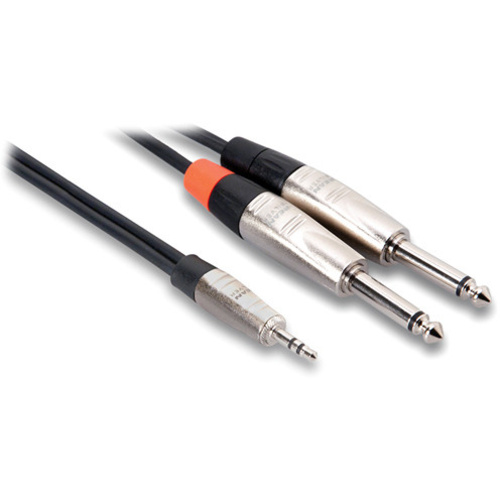 Hosa HMP-006Y REAN 3.5mm TRS to Dual 1/4" TS Pro Stereo Breakout Cable - 6'