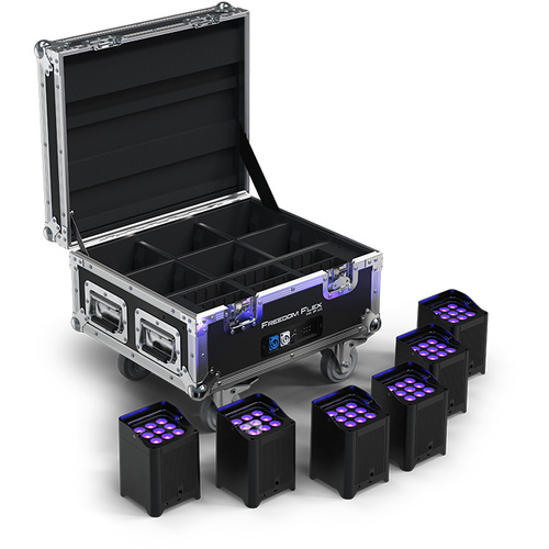 Chauvet DJ Freedom Flex H9 IP Weather-Resistant RGBAW+UV LED PAR Kit with Charging Case (6-Pack)